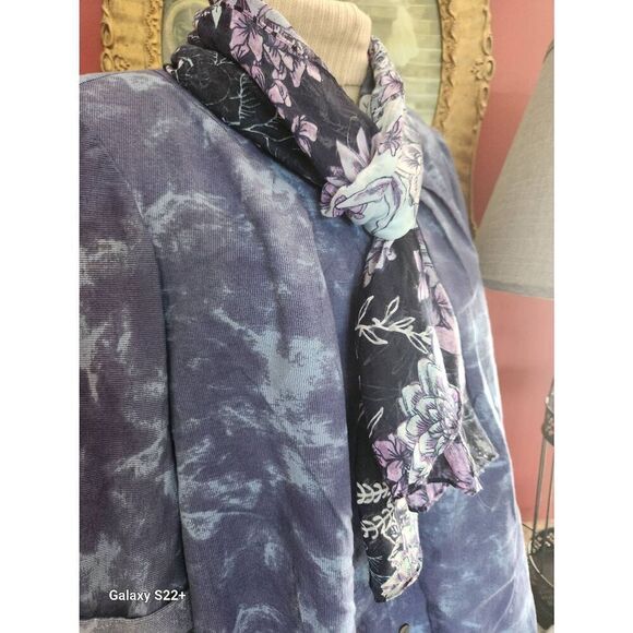 Scarf in Blues and Purples 70×13" - Picture 2 of 11